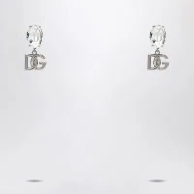 DOLCE & GABBANA DOLCE&GABBANA EARRINGS WITH CRYSTAL AND SILVER DG LOGO