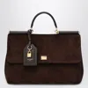 Dolce & Gabbana Suede Tote Bag With Padlock Embellishment Called My Sicily In Brown
