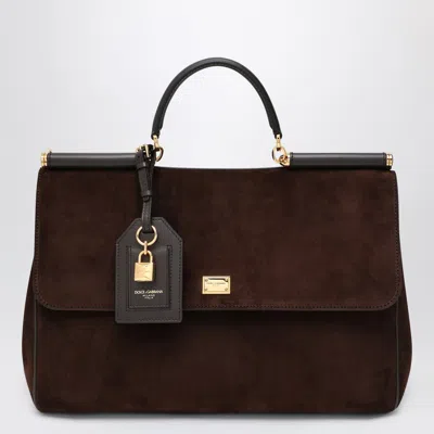 Dolce & Gabbana Dolce&gabbana Ebony Brown Suede Large Bag My Sicily