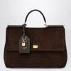 Dolce & Gabbana Ebony Suede Large Bag My Sicily In Brown
