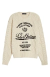 Dolce & Gabbana Oversized Pullover With Interwoven Pattern Clothing In Neutral