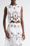 Dolce & Gabbana Cutout Embroidered Cotton Popeline Crop Blouse In Bianco Ottico