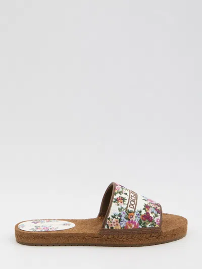 Dolce & Gabbana Dolce&gabbana Embroidered Floral Espadrilla Slides In Multi