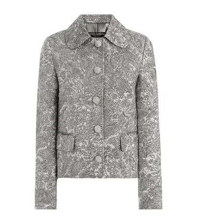 Dolce & Gabbana Dolce&gabbana Embroidered Floral Jacket In Gray