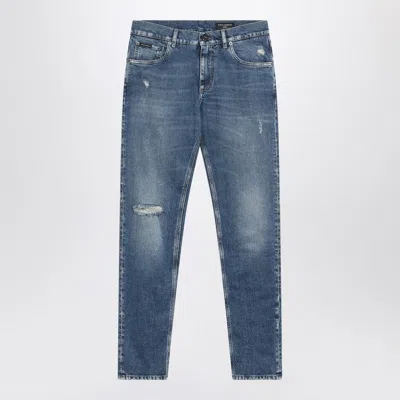 Dolce & Gabbana Faded-effect Slim Jeans In Blue