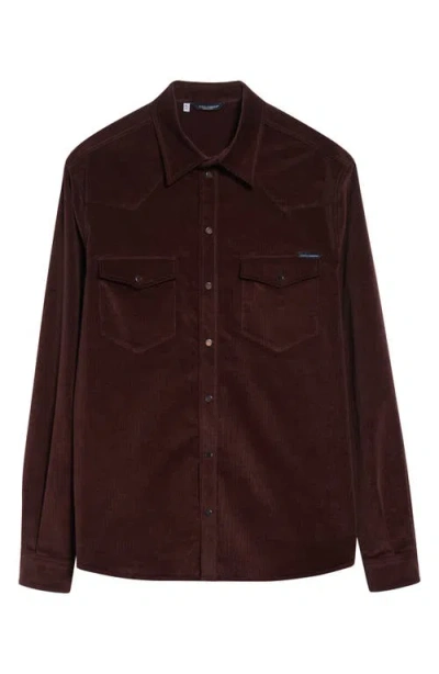 Dolce & Gabbana Dolce&gabbana Fine Wale Corduroy Western Shirt In Brown