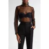 Dolce & Gabbana Dolce&gabbana Fishnet Mesh Long Sleeve Top In N0000 Nero