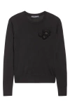 Dolce & Gabbana Dolce&gabbana Floral Appliqué Silk Sweater In Black