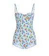 Dolce & Gabbana Small Floral-print Balconette One-piece Swimsuit In Blue