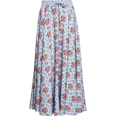 Dolce & Gabbana Floral Silk-blend Midi Skirt In Blue