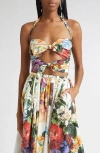 Dolce & Gabbana Dolce&gabbana Floral Bow Cutout Halter Top