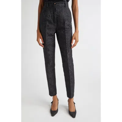 Dolce & Gabbana Dolce&gabbana Floral Brocade Cigarette Pants In Black