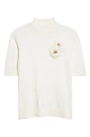 Dolce & Gabbana Dolce&gabbana Floral Brooch Silk Sweater In Gray