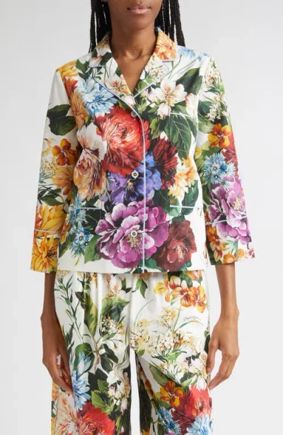 Dolce & Gabbana Dolce&gabbana Floral Button-up Top In Green
