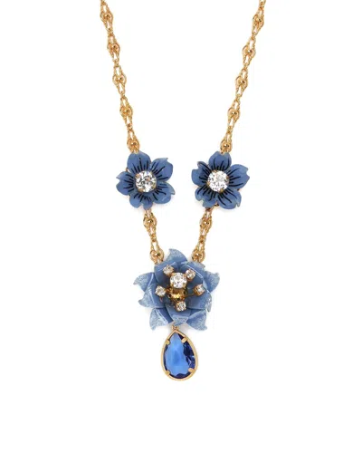 Pre-owned Dolce & Gabbana Dolce&gabbana Floral Necklace In Blue