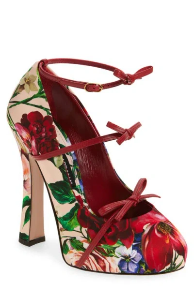 Dolce & Gabbana Dolce&gabbana Floral Print Ankle Strap Mary Jane Pump