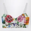 Dolce & Gabbana Corset Bralette Top With Print In Multicolor