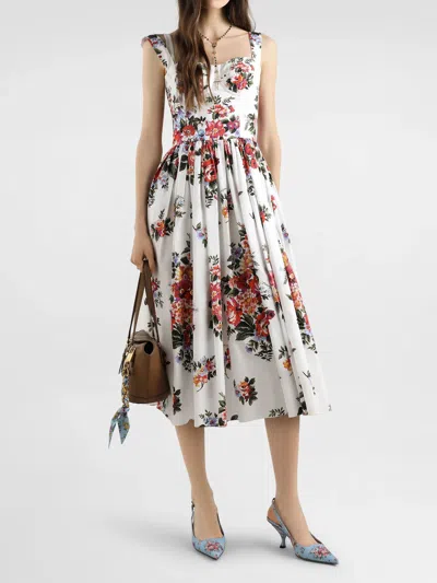 DOLCE & GABBANA DOLCE&GABBANA FLORAL PRINT BUSTIER MIDI DRESS