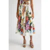 Dolce & Gabbana Flower-bouquet Print Midi Skirt In Multi