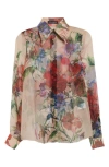 Dolce & Gabbana Bouquet Fantichi Sheer Chiffon Button-down Blouse In Beige Print Floral