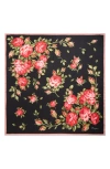 Dolce & Gabbana Women Multicolor Silk Square Scarf With All-over Floral Motif And Logo On The Front In Black