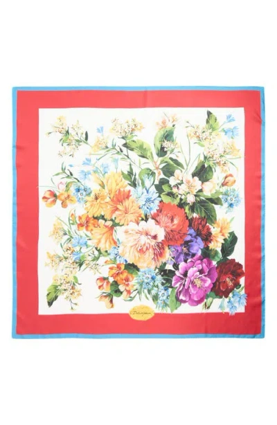 Dolce & Gabbana Dolce&gabbana Floral Print Silk Twill Square Scarf In Red