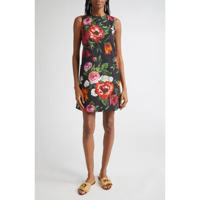 DOLCE & GABBANA DOLCE&GABBANA FLORAL PRINT STRETCH FAILLE SHIFT DRESS