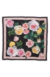 Dolce & Gabbana Dolce&gabbana Floral Silk Square Scarf In Hh5iy Peonie F.nr C/bordo