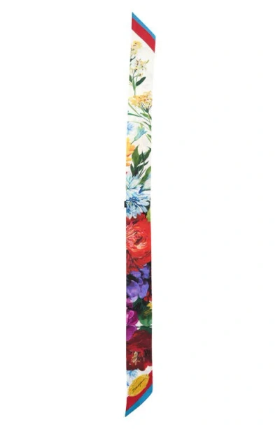 Dolce & Gabbana Dolce&gabbana Floral Silk Twill Skinny Scarf In Red
