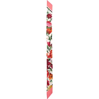 Dolce & Gabbana Dolce&gabbana Floral Silk Twill Skinny Scarf In White