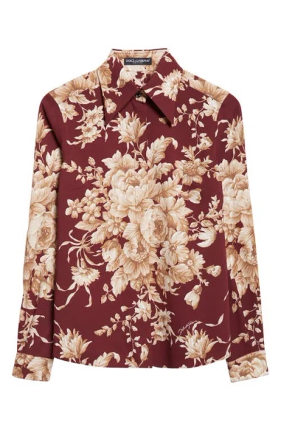 DOLCE & GABBANA DOLCE&GABBANA FLORAL STRETCH SILK BUTTON-UP SHIRT