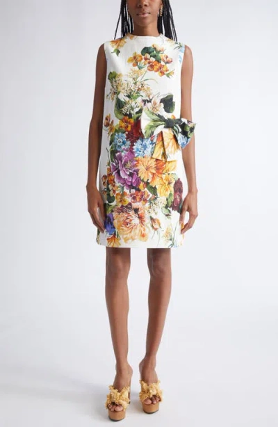 DOLCE & GABBANA DOLCE&GABBANA FLOWER BOUQUET PRINT BOW FRONT MINIDRESS