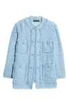 Dolce & Gabbana Light Blue Single-breasted Jacket With Logo Detail On Buttons In Cotton Blend Woman In F3981 Glicine Viola Chiari