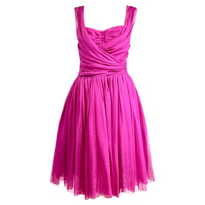 Pre-owned Dolce & Gabbana Dolce And Gabbana Fuchsia Silk Crepe Dress In Purple