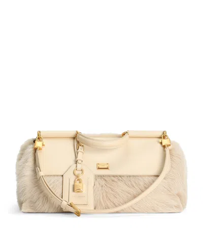 Dolce & Gabbana Dolce&gabbana Fur-trim My Sicily Top-handle Bag In Brown