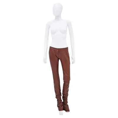 Pre-owned Dolce & Gabbana Dolce&gabbana F/w 2001 Lambskin Leather Bootcut Pants In Brown