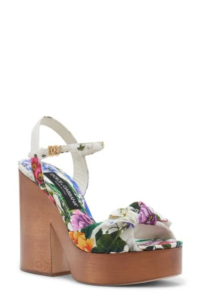 Dolce & Gabbana Dolce&gabbana Gardenia Print Platform Sandal In Mix Fiori Cretonne