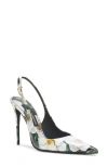 Dolce & Gabbana Printed Leather Slingback Pumps In Gardenia F.nero