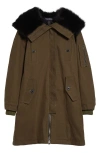Dolce & Gabbana Dolce&gabbana Genuine Shearling Trim Cotton Parka In Brown