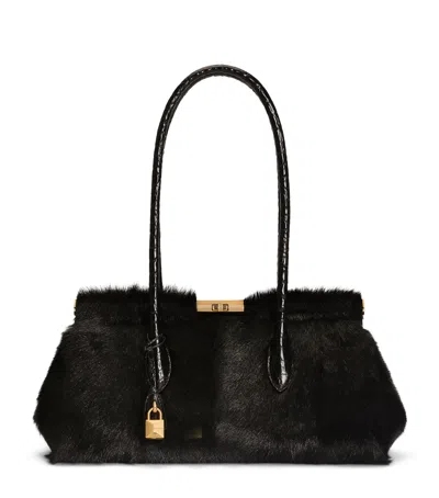 Dolce & Gabbana Dolce&gabbana Goat Fur Marlene Top-handle Bag In Black