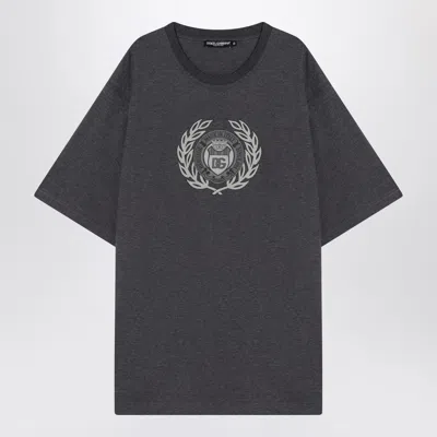 Dolce & Gabbana Crew Neck Graphic Print Short Sleeves T-shirt In Gray
