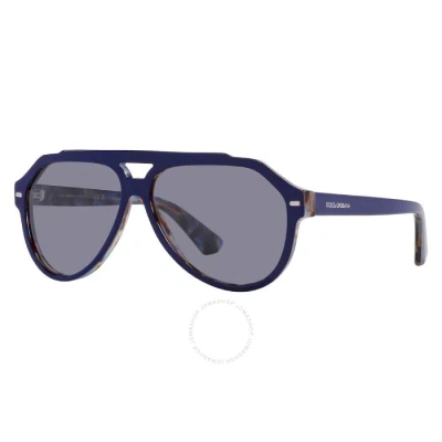 Dolce & Gabbana Dolce And Gabbana Grey Oversized Men's Sunglasses Dg4452f 3423/1 60 In Blue / Grey