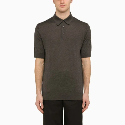 Dolce & Gabbana Short-sleeve Silk Polo Shirt In Grey