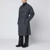 Dolce & Gabbana Grey Wool Double-breasted Coat In Multi