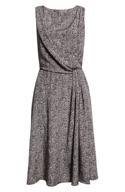 DOLCE & GABBANA DOLCE&GABBANA HERRINGBONE PRINT DRAPED CREPE COCKTAIL DRESS