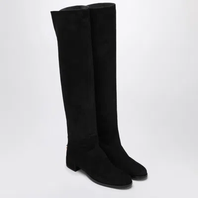 Dolce & Gabbana Dg Logo Over-the-knee Boots In Suede In Black