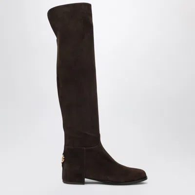 Dolce & Gabbana Dolce&gabbana High Suede Boot In Ebony Brown