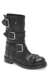 Dolce & Gabbana Leather Boot With Buckles In Black