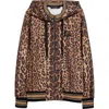 Dolce & Gabbana Zip-up Jersey Hoodie With Leopard Print In Leopard