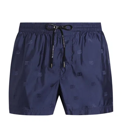 Dolce & Gabbana Logo-detailed Stretch Waistband Mini Shorts With Matching Pouch Handbag In Blue